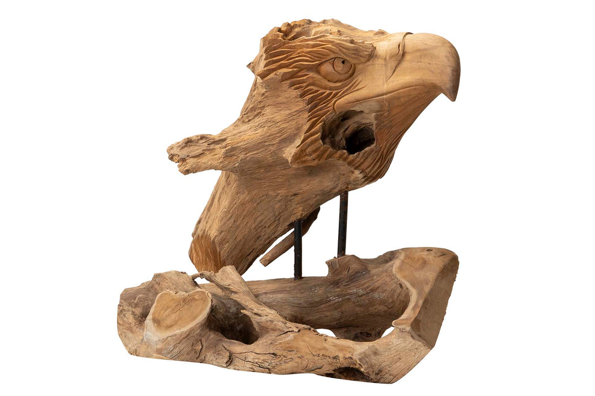 Figura decorativa teak legno aguila 40x25x30 cm