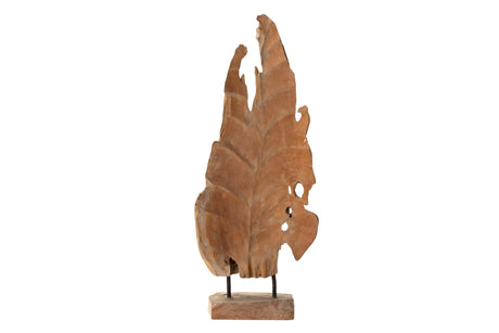 Figura decorativa teka foglio di legno 35x14x85 cm