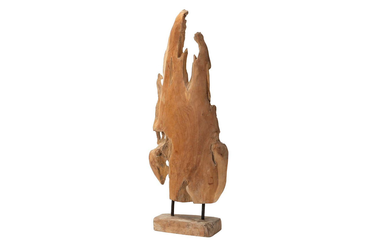 Figura decorativa teka foglio di legno 35x14x85 cm