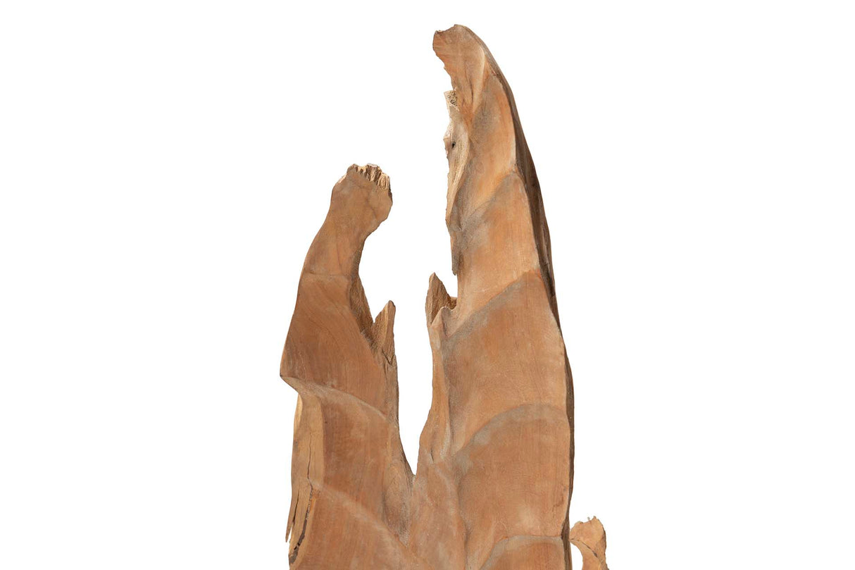 FIGURA DECORATIVA HOJA MADERA TEKA 35x14x85 CM