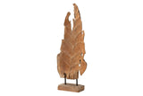 Figura decorativa teka foglio di legno 35x14x85 cm