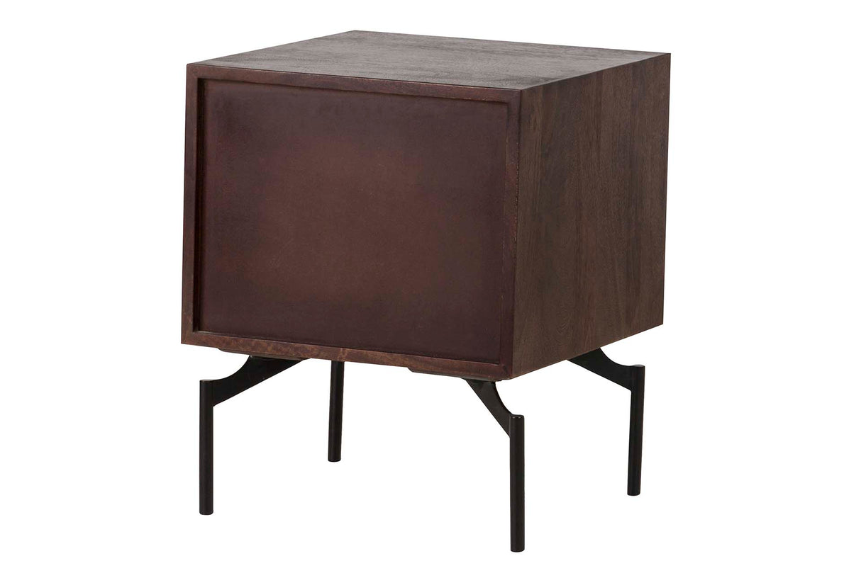 MESITA MADERA MANGO METAL MARRON VELORA 40x40x50CM