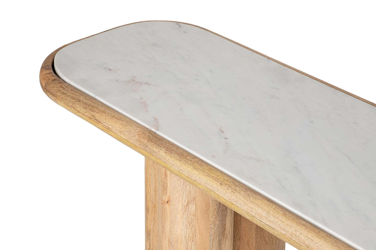 CONSOLA MADERA MANGO MARMOL TELO 140x40x75 CM