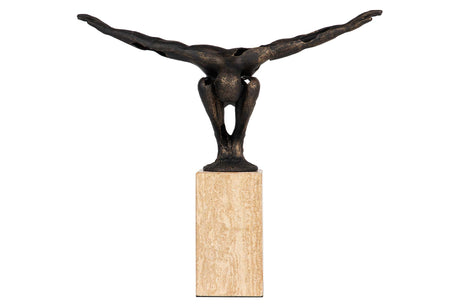 FIGURA HOMBRE MARMOL METAL DORADO 37x11x36 CM