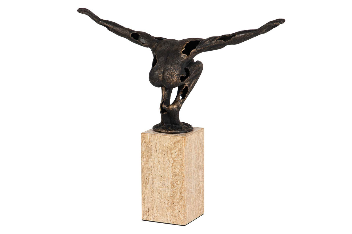 FIGURA HOMBRE MARMOL METAL DORADO 37x11x36 CM