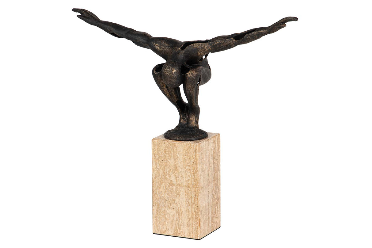 FIGURA HOMBRE MARMOL METAL DORADO 37x11x36 CM