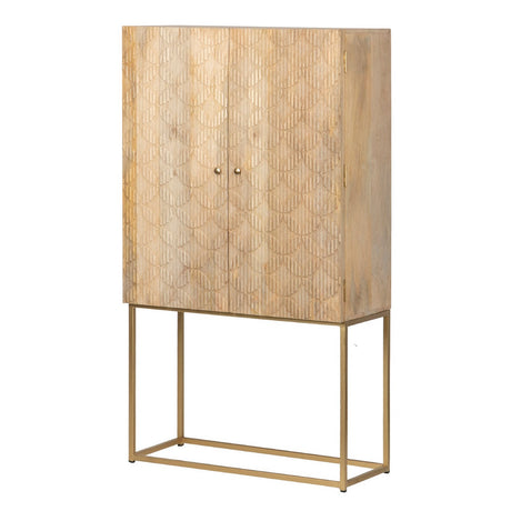 Rustic mango wood and metal cabinet with dimensions 90x40x165 cm
