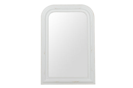 Vintage white wooden mirror measuring 56x3x84 cm, perfect for rustic decor