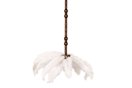 White feathered ceiling lamp measuring 62x62x174 cm, perfect for elegant decor