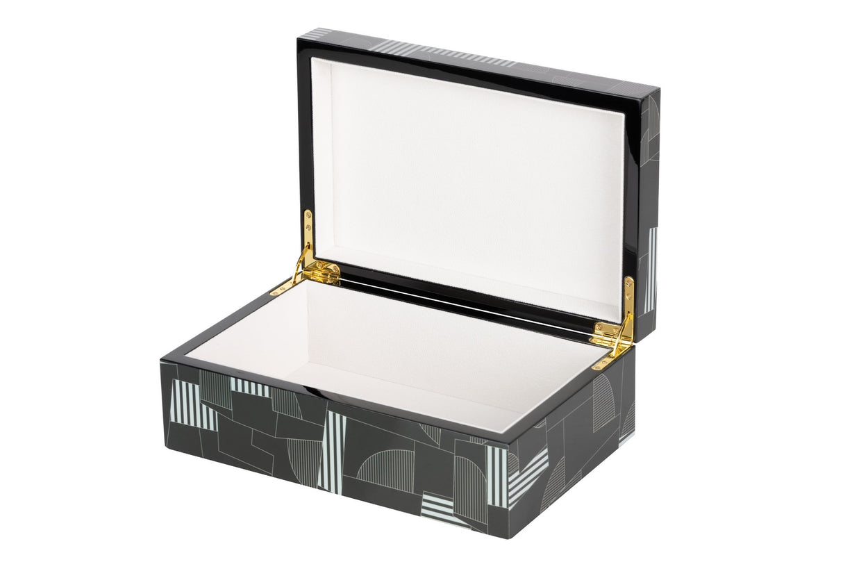 CAJA MDF NEGRO GRIS  28x18x10 CM