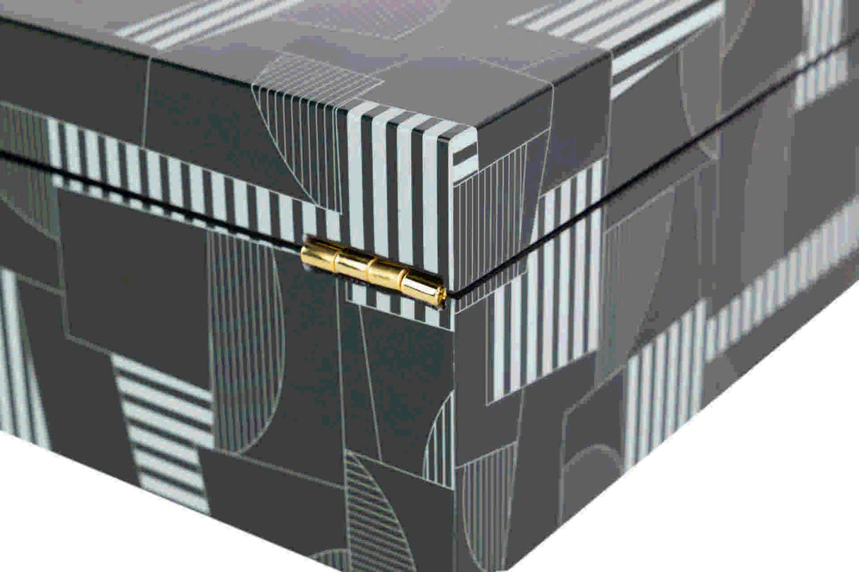 CAJA MDF NEGRO GRIS  28x18x10 CM